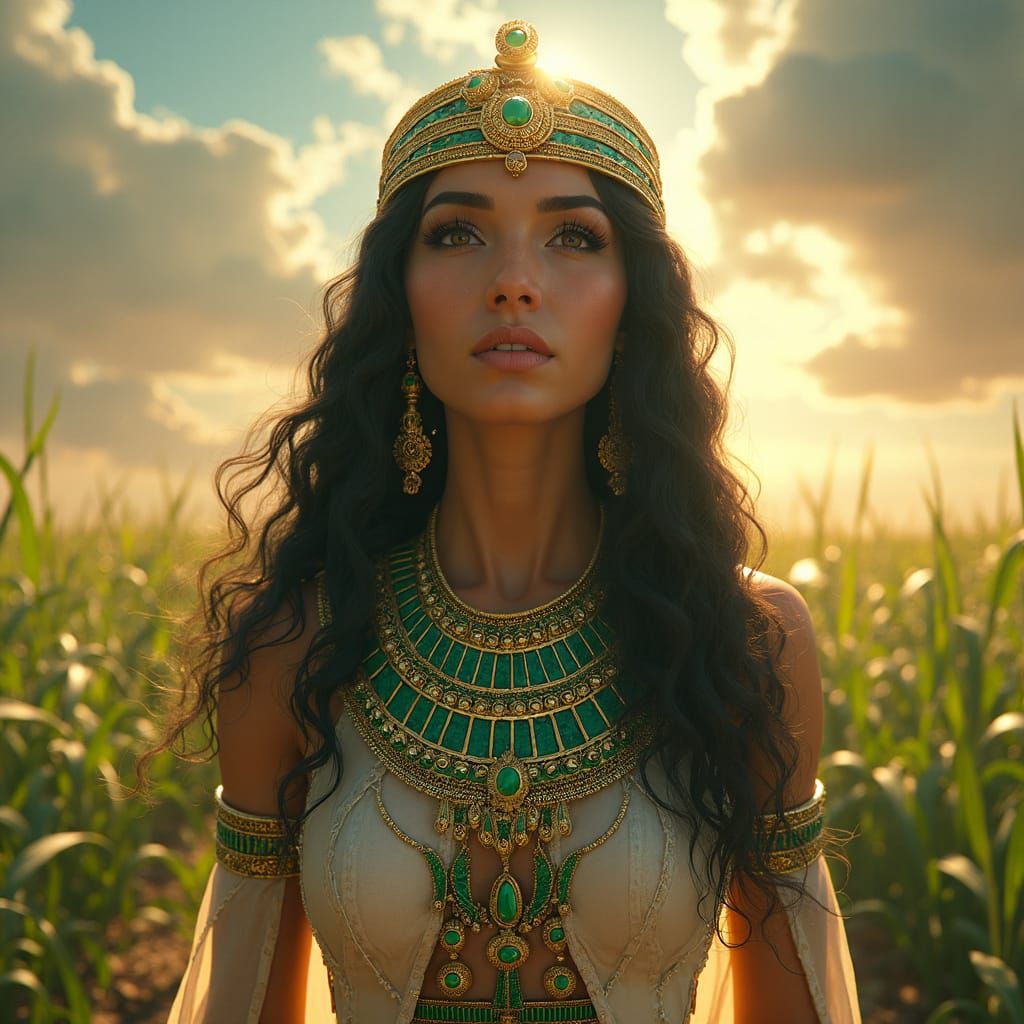 Ancient Egyptian Goddess Shemat-Khu in Vibrant Underworld La...