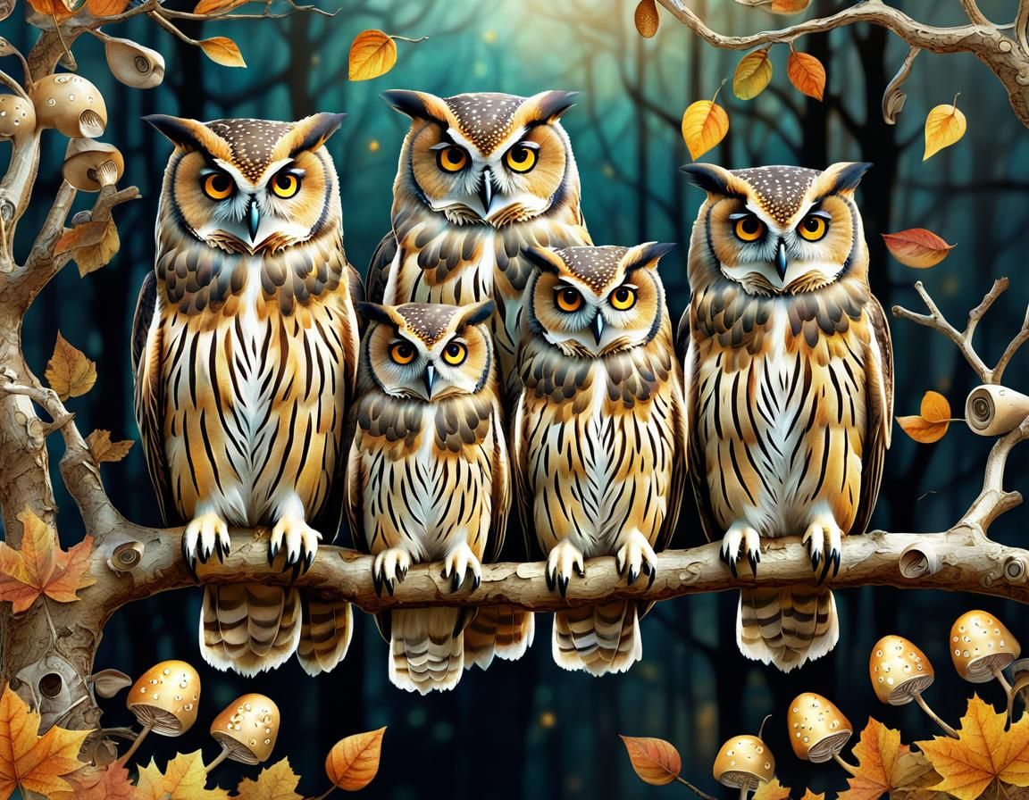 Owls in Circuitry: Whimsical Digital Art