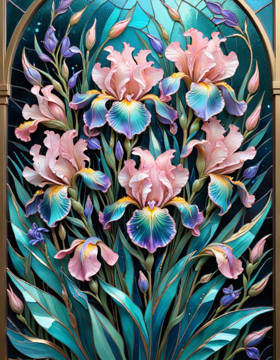 Misty Chalk Oil Art with Tiffany Stained Glass Style