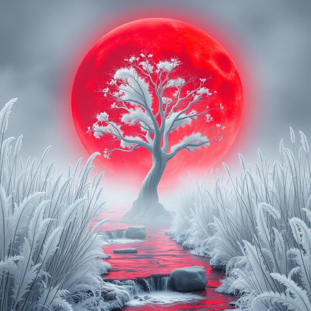 Crimson Moonlit Forest Sanctuary