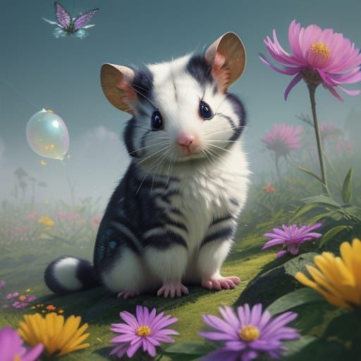 Cute Alien Critter Soaks Up Sun in Vibrant Flower Meadow