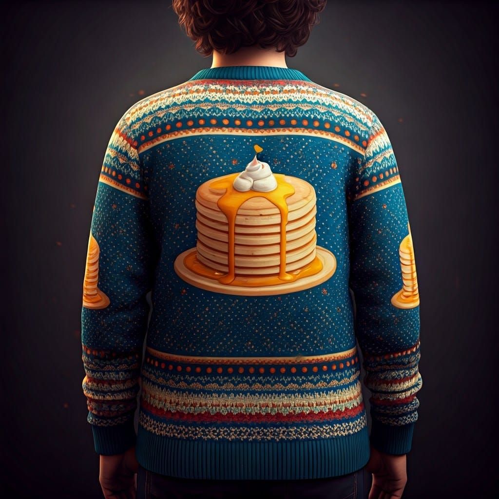 Vibrant Pancake Day Jumper in Hyperrealistic Style