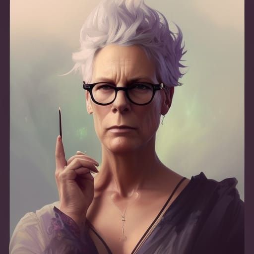 Witch Casting Spells: Hyperdetailed Art Nouveau Portrait