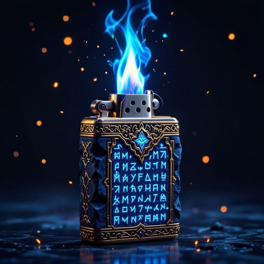 EchoFlame Arcane Lighter: Magical Product Illustration