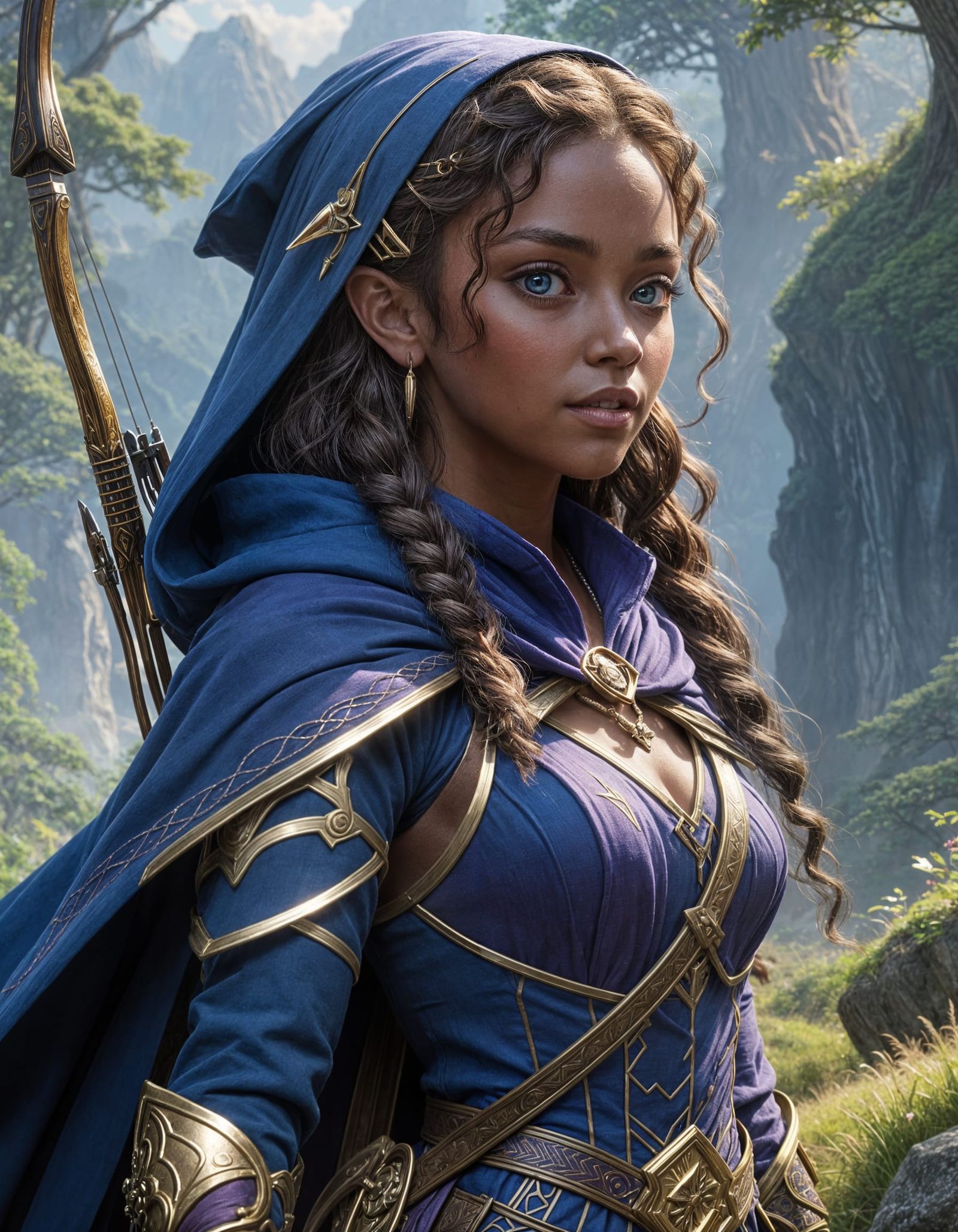 Ethereal Fantasy Elf Ranger in Deep Purple Attire