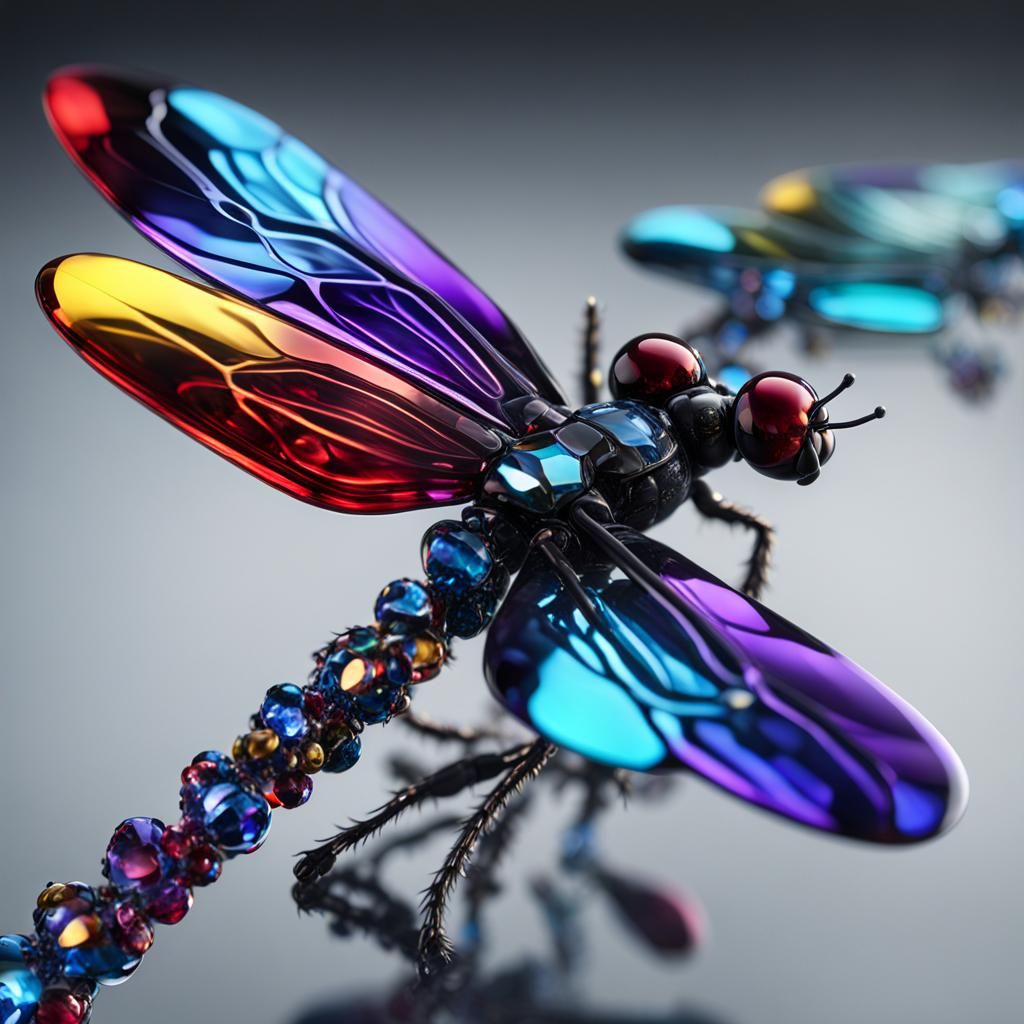 Crystal Dragonfly in Detailed CGI Style