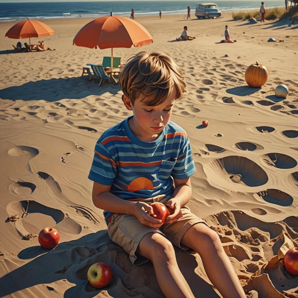 Retro Beach Scene Inspired by Syd Mead