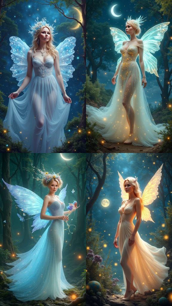 Glowing Moonstone Flora Humanoid in Art Nouveau Style