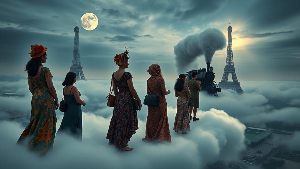 Surreal Dreams of Paris in a Cosmic Twilight