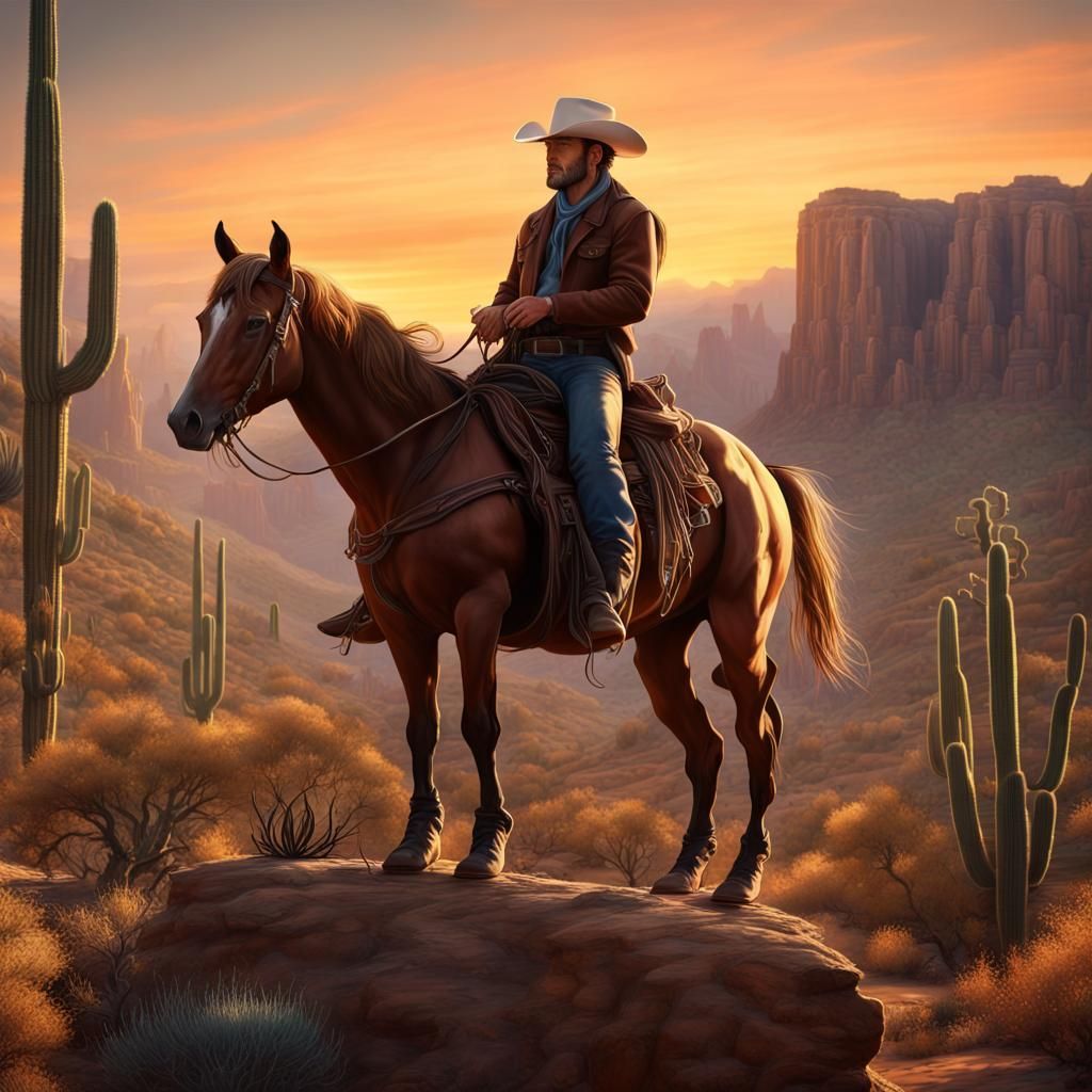 Cowboy Sunset in Wild West Canyon Landscape