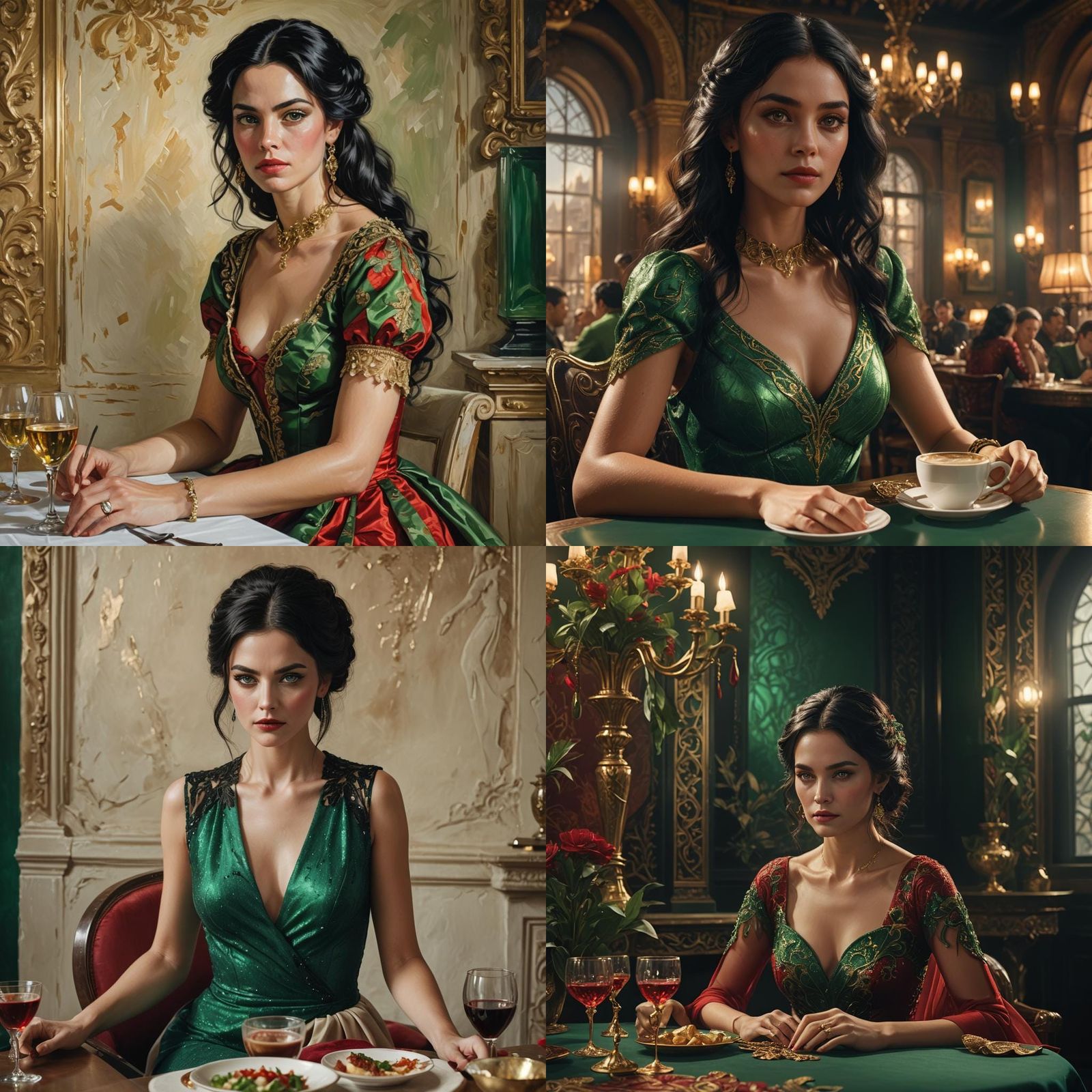 Beautiful Woman in Red Dress: Matte Painting