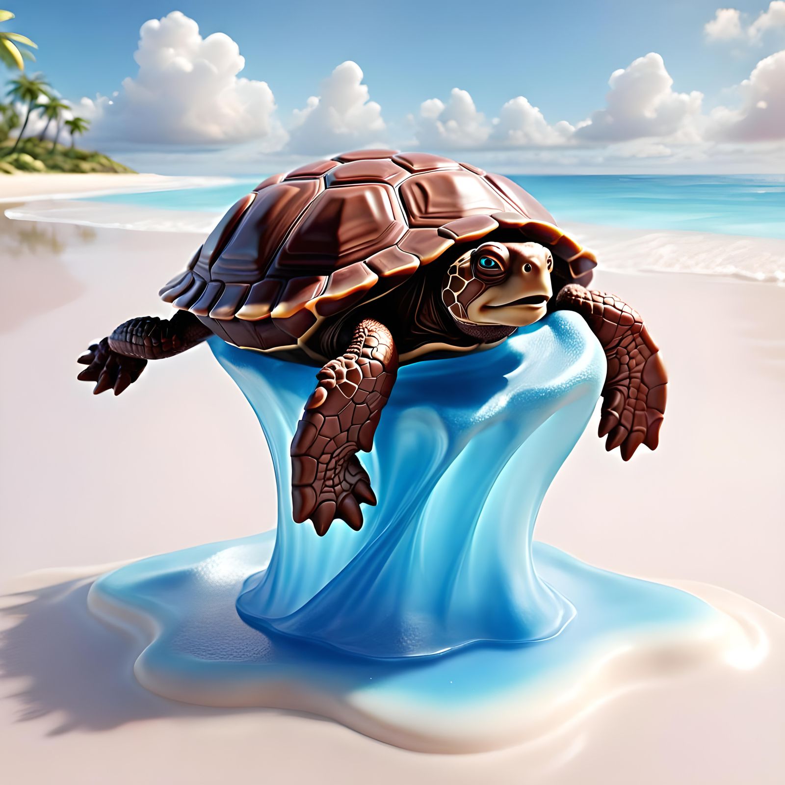 Chocolate Turtle on Gummy Beach, Disney CGI