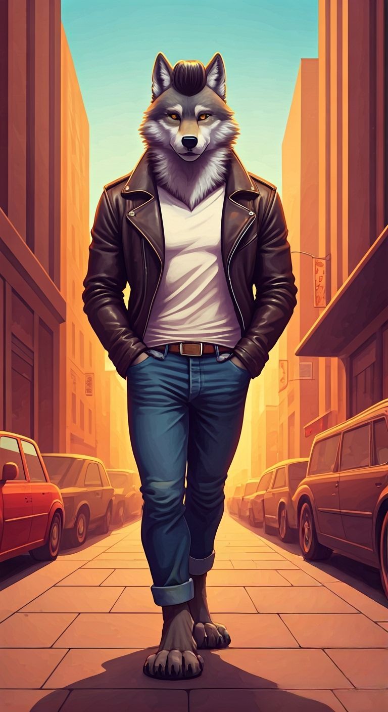 Confident Wolf-Man Striding in Rockwell, McGinnis, and Mead ...