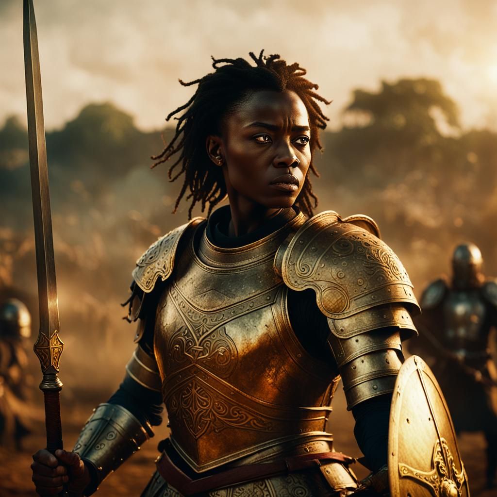 Angolan Paladin in Battle: A Cinematic Film Still