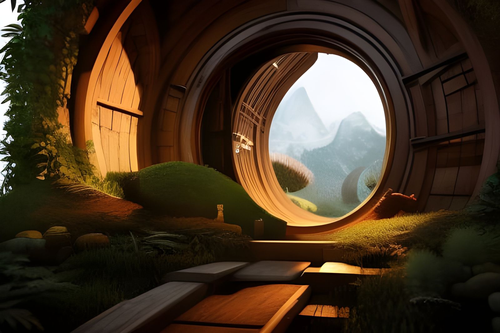 Detailed Hobbit Hole with Volumetric Lighting