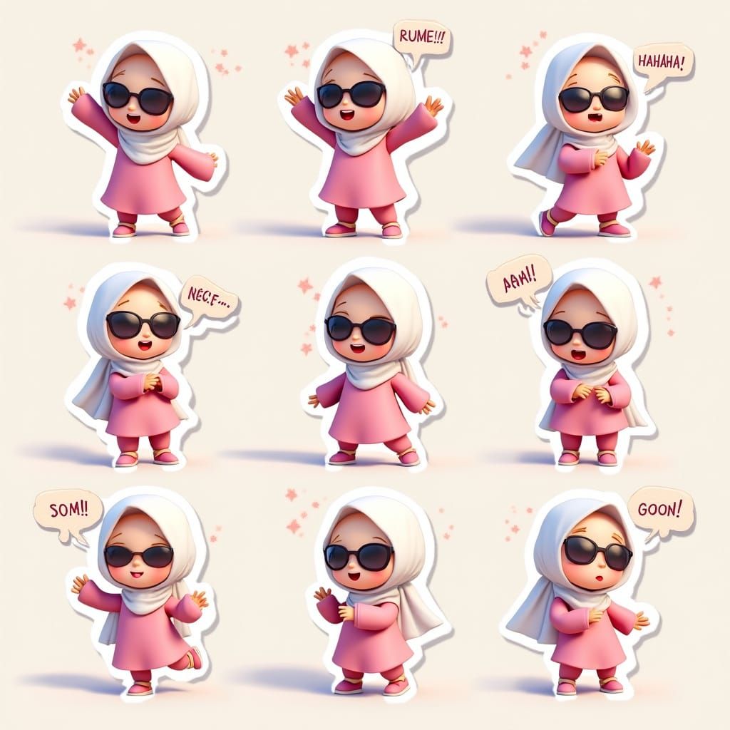 Chibi Stickers in Kawaii 3D Digital Art