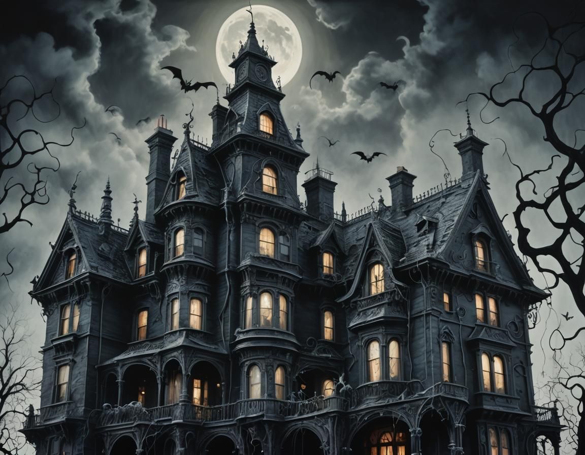 Victorian Mansion: A Dark Whimsical Hyper-Realism