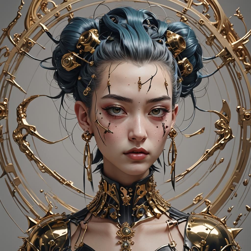 Punk Girl in Surreal 3D Anime Style