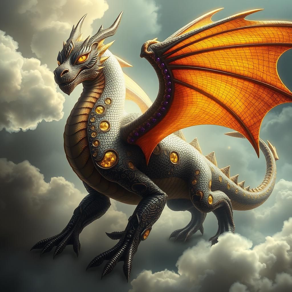 Fractal Dragon in Biomechanical Style