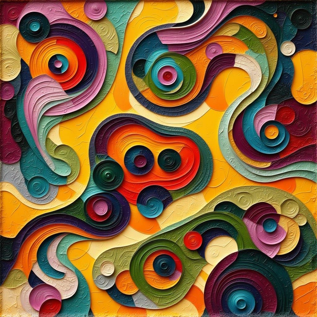 Surreal Geometric Masterpiece with Lichens and Floral Forms ...