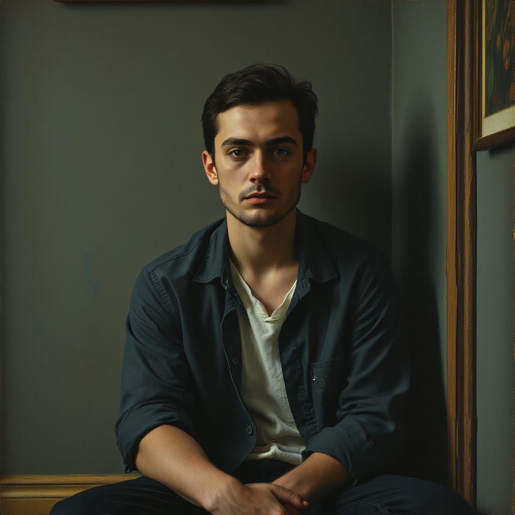 Sorrowful Figure in Muted Colors