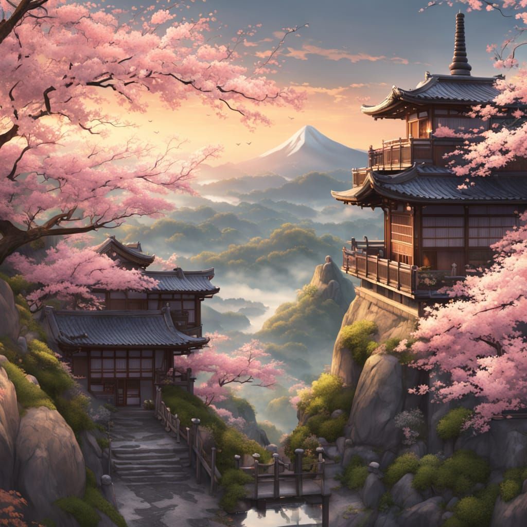 Samurai Overlook: 3D Anime Art in WLOP Style