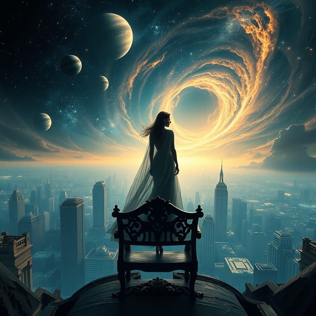 Ethereal Metropolis under Starry Skies