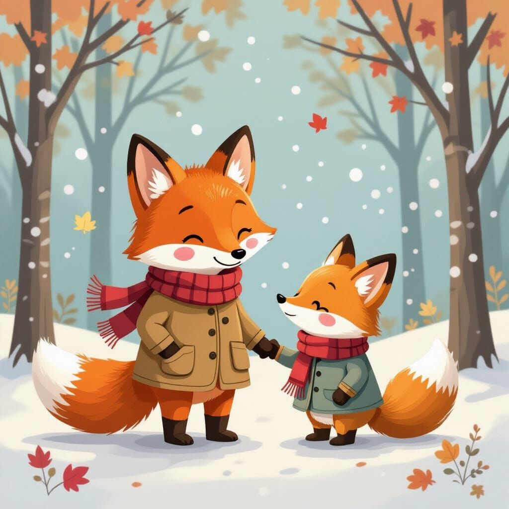 Whimsical Fox and Friends in Magical Autumn Forest