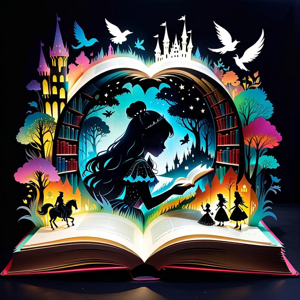 Whimsical Double Exposure Fairytale Pop-Up Book