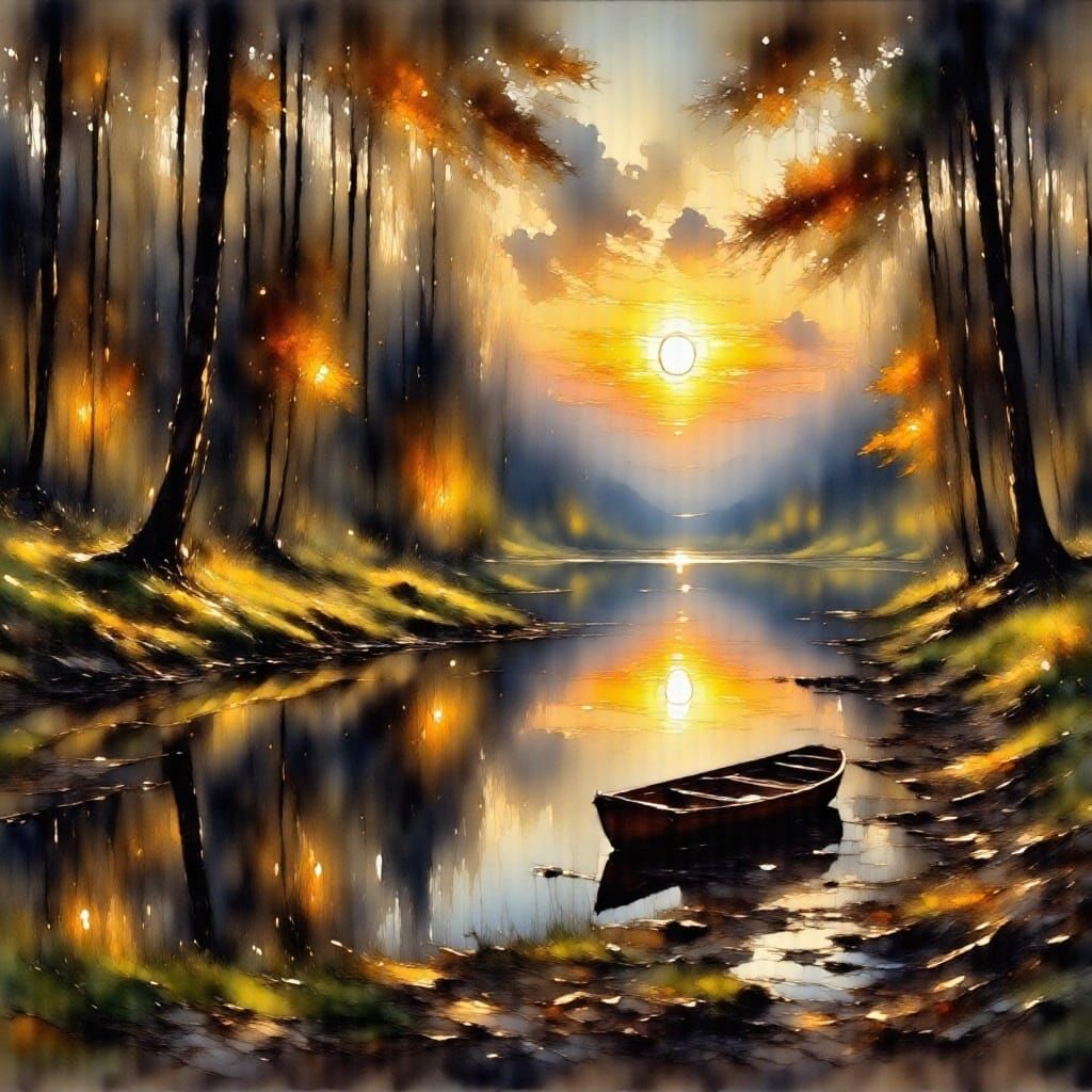 Fall By The Lake Painting VI