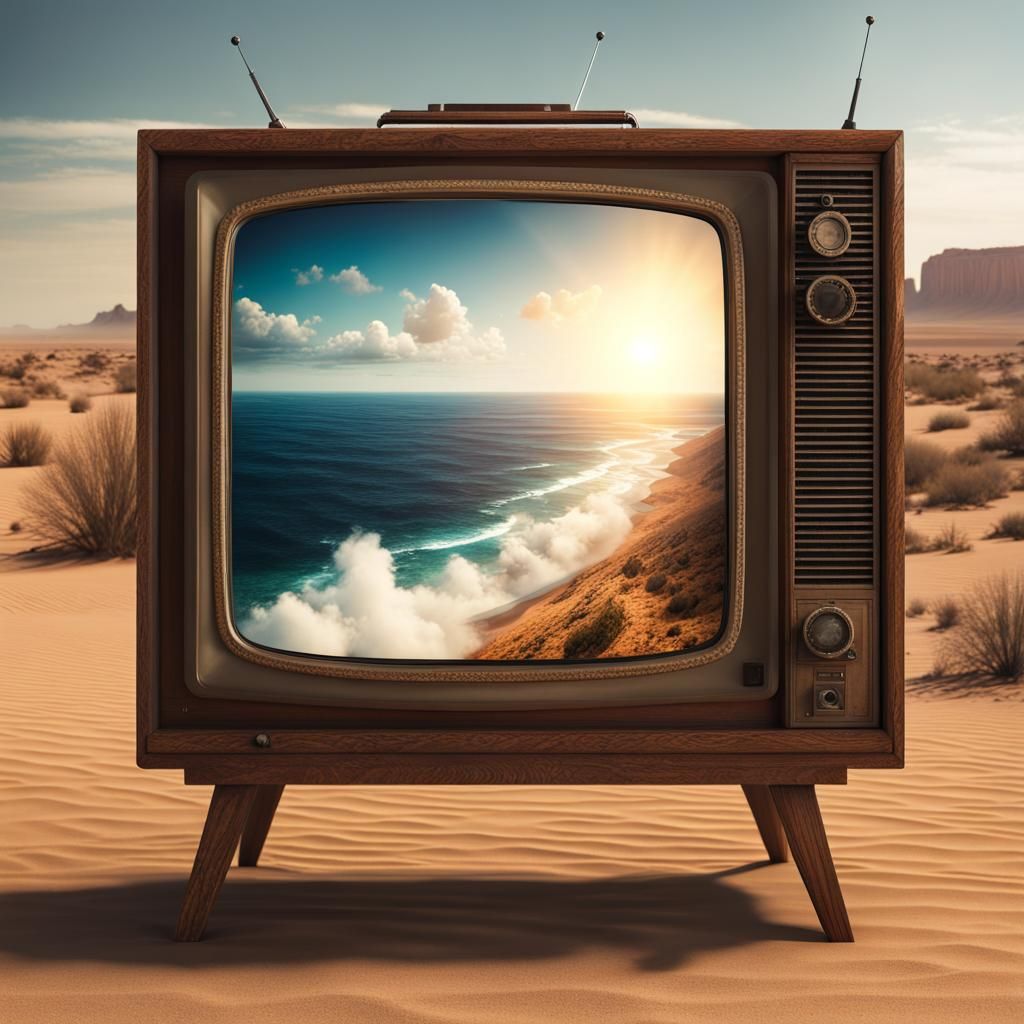 Desert TV Displays Ocean: Digital Matte Painting