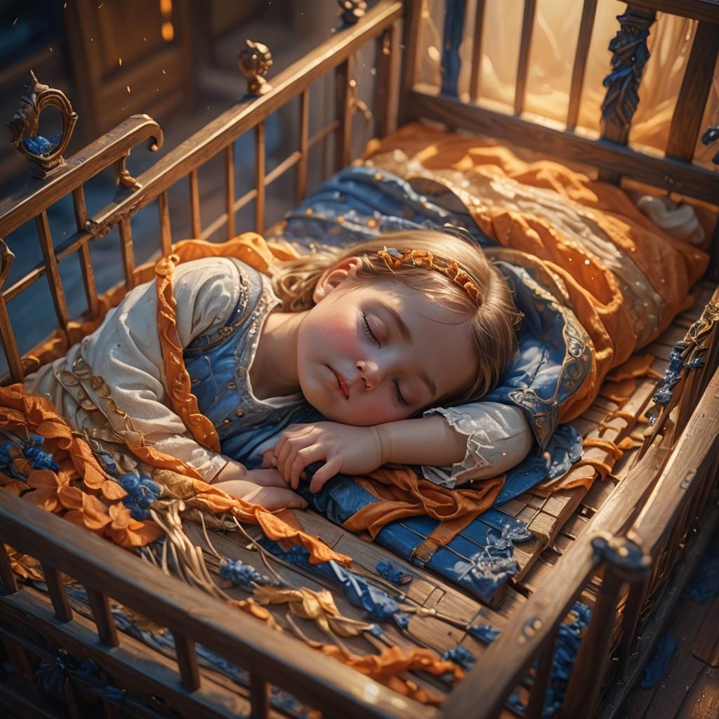 Little Girl in Crib: Fantastical Concept Art