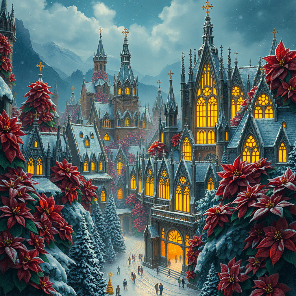 Poinsettia Metropolis: A Festive Winter Wonderland