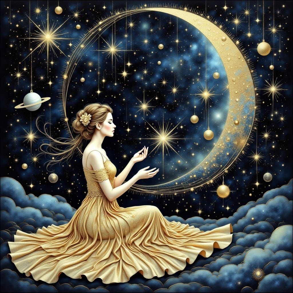 Celestial Seamstress Stitches the Night Sky