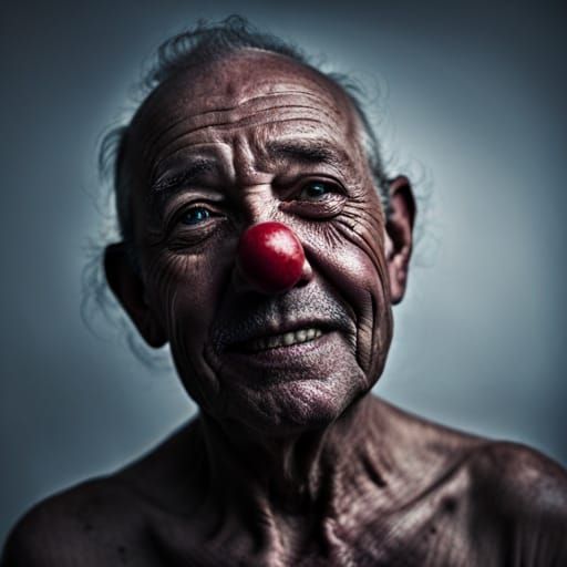 Emotional Sad Clown Portrait Inspired by Dramatic Photograph...