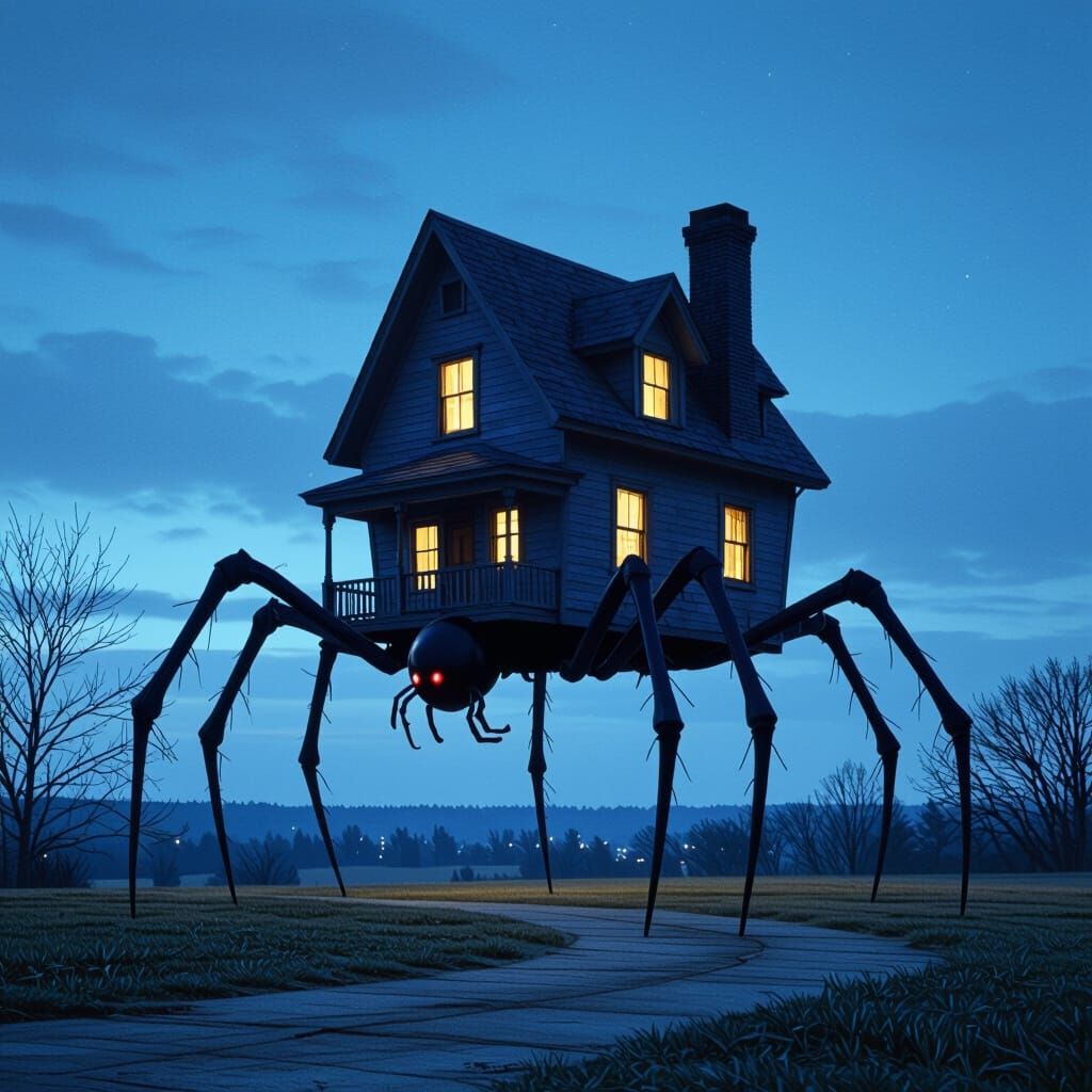 Fantasy Spider House Walks at Blue Hour
