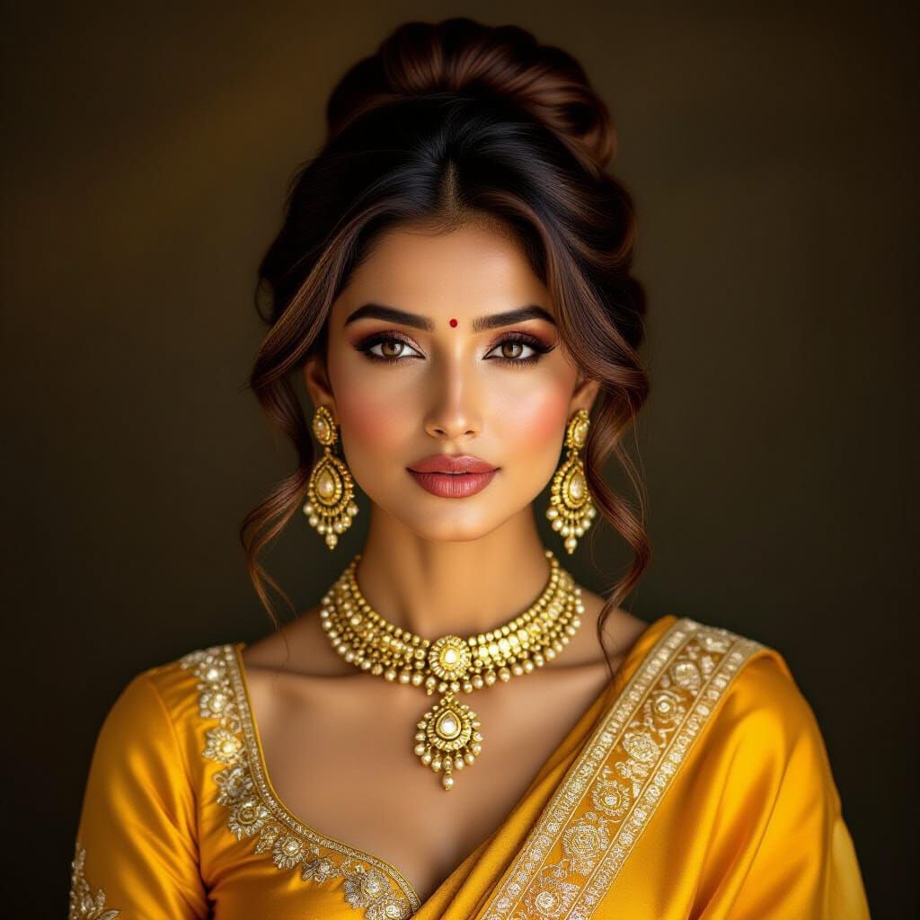 Glamorous Indian Woman Portrait in Renaissance Style