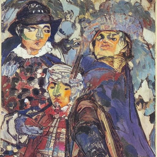 Handsome Vampire Portrait in Vrubel and van Dongen Style