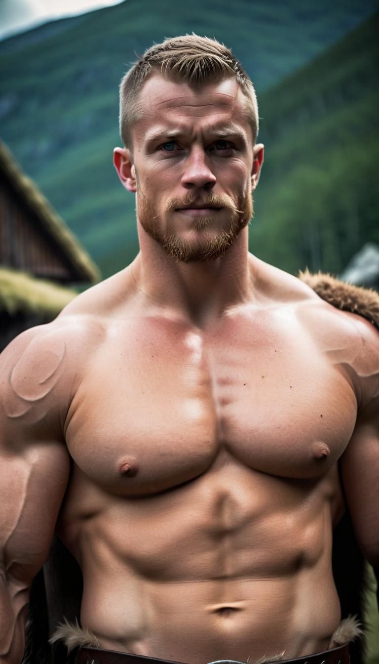 Viking Bodybuilder in Cinematic Film Still