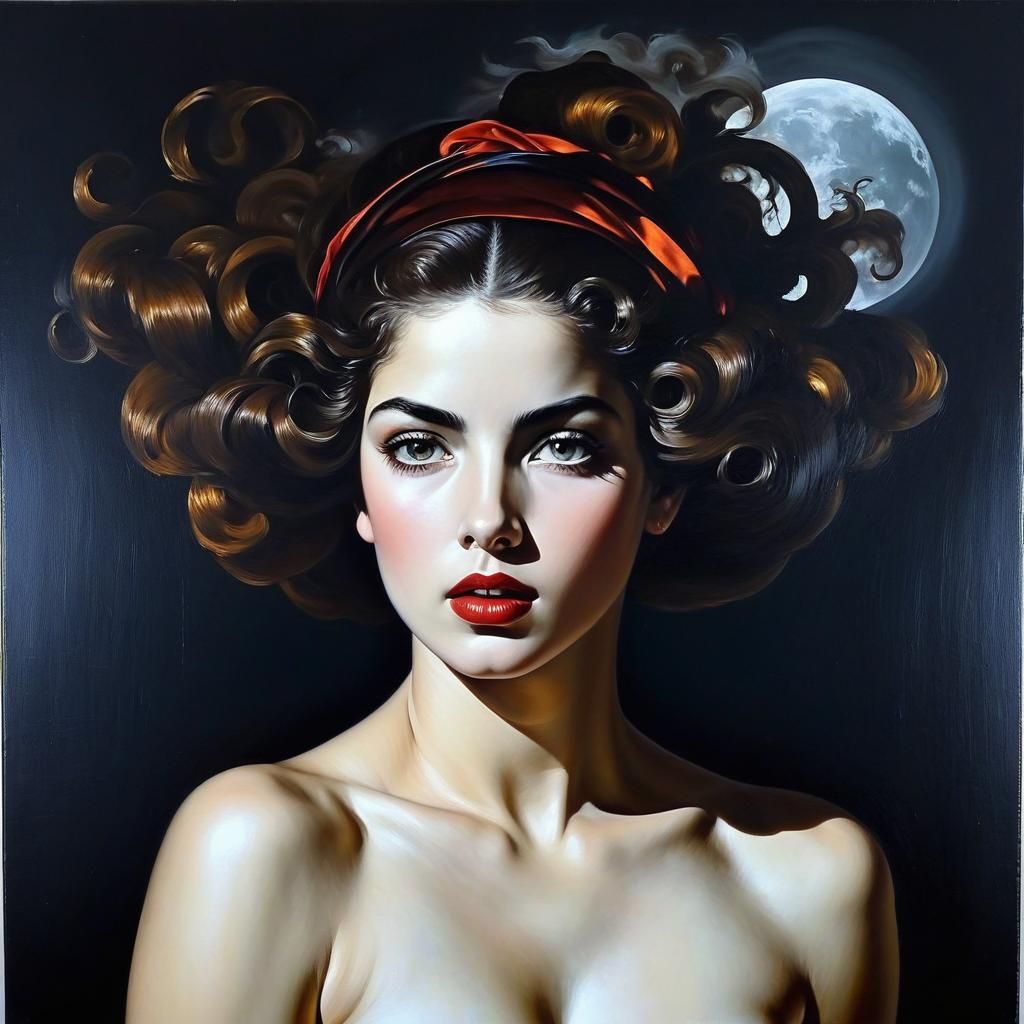 Apocalyptic Woman in Caravaggio Style Painting