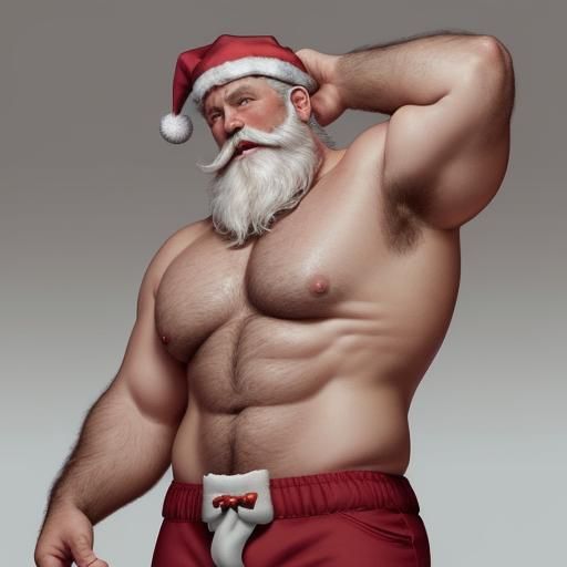 Hyperrealistic Santa Claus Portrait with Colorful Background