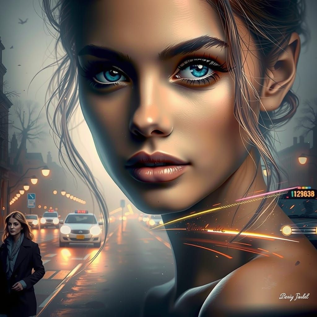 Woman Lost in City Lights