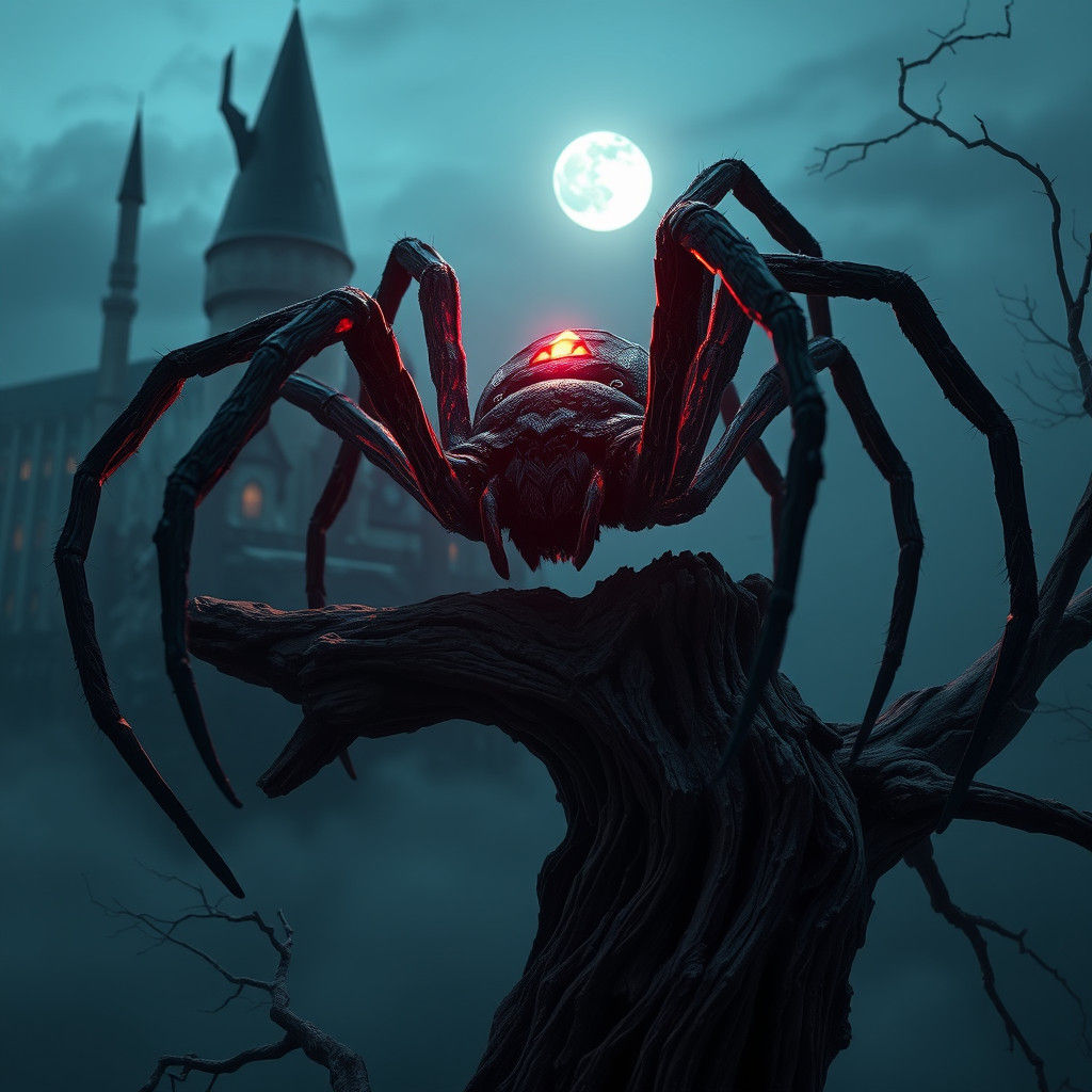 Mystical Wizarding Spider Illuminated at Hogwarts Castle