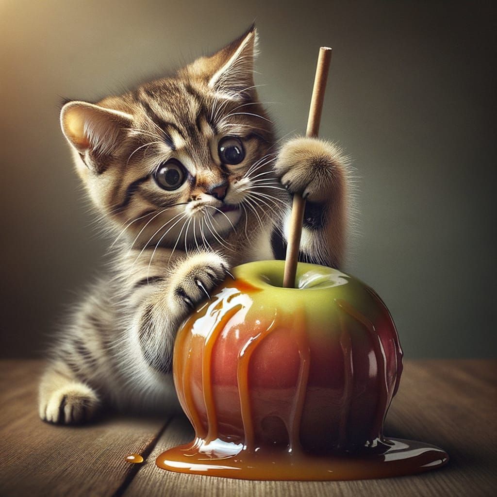 Cat and Toffee Apple: A Sticky Situation