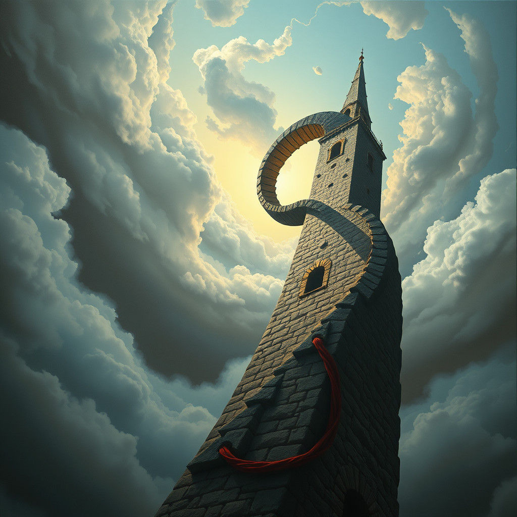 Ethereal Glowing Tower in Surrealist Dreamscape