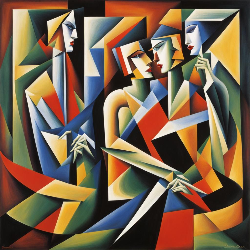 Abstract Cubist Women in Euclidean Style