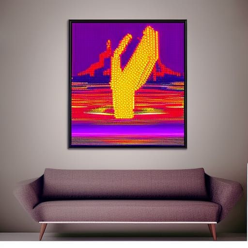 Neon Synthwave Water Diamond Painting Art