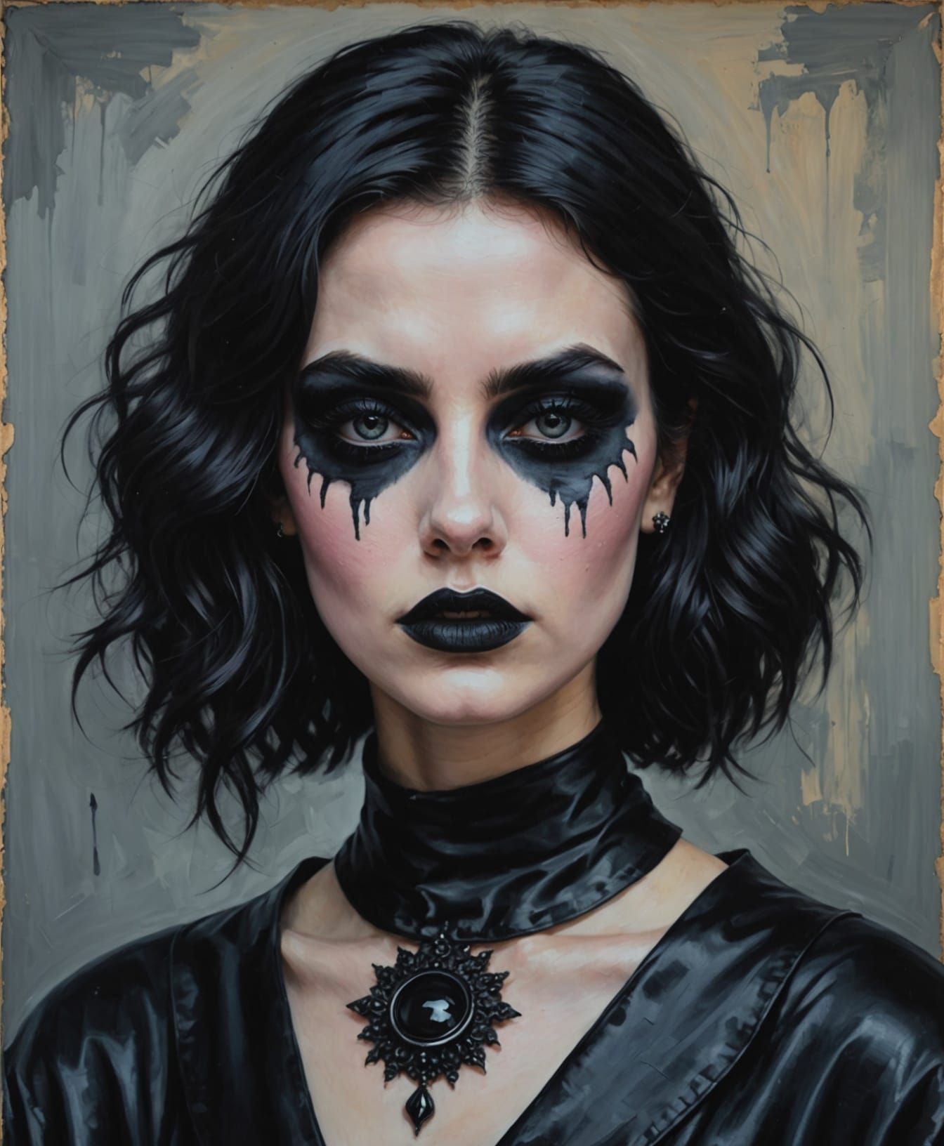Gothic Woman Portrait in Oil Painting Style