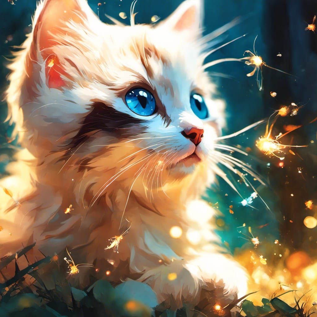 Adorable Ragdoll Kitten in Hyperdetailed Digital Art
