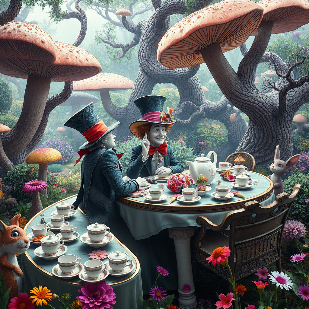Whimsical Mad Hatter's Tea Party in Dream Garden